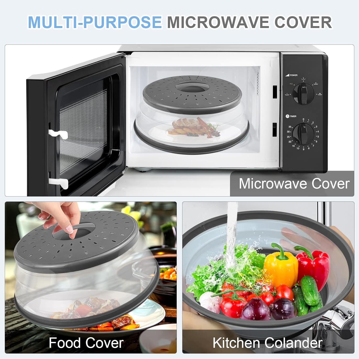 Microwave Food Cover, Collapsible Silicone Mat, Splatter Guard, Plate Holder, Kitchen Colander, Food Cover -10 Microwave Food Cover, Collapsible Silicone Mat, Splatter Guard, Plate Holder, Kitchen Colander, Food Cover -10